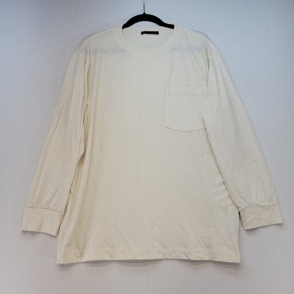 Jenni Kayne Pocket Tee Womens M Ivory Relaxed Long Sleeve Recycled Cotton